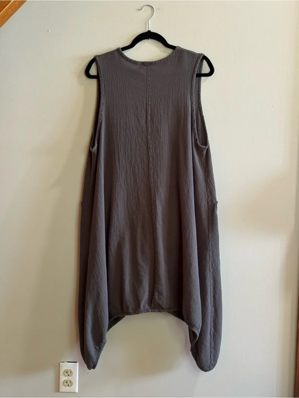 Oh My Gauze! 100% Cotton Bubble Hem Tunic Dress OS Taupe Lagenlook